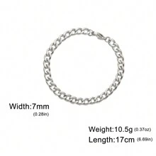 1 Miếng Không giới tính 3~10mm Rộng Thép không gỉ Chuỗi vòng tay , Hip Hop Cô gái Goth hiện đại Phụ kiện trang sức , Sinh nhật/ Liên hoan Qủa tặng Cho bạn trai Hoặc Bạn gái - Bạc - Xem 20