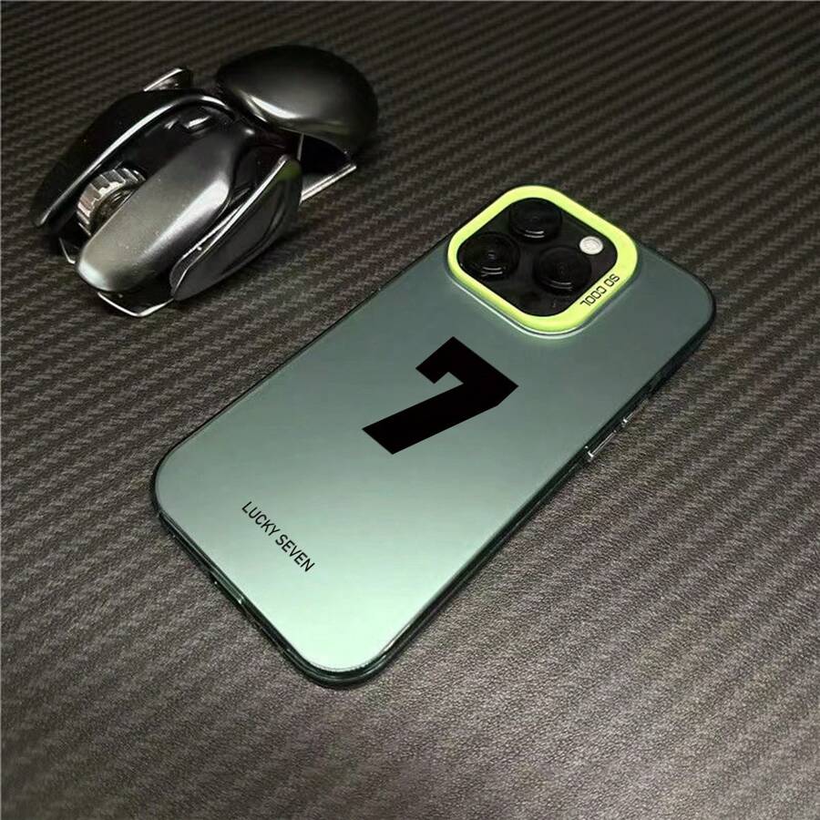 1pc Number 7 Design Frosted Soft Tactile Separate Buttons + Separate Camera + Matte Anti-Slip Shock-Resistant IMD Phone Case