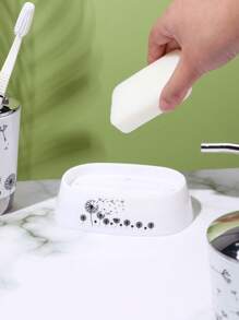 4入組蒲公英印花乳液分配器和肥皂盒和漱口杯套裝