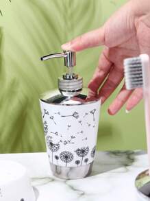 4入組蒲公英印花乳液分配器和肥皂盒和漱口杯套裝