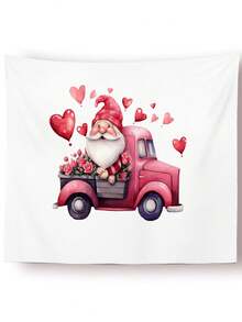 1入情人節心形矮人和花卉和汽車印花掛毯 - 多樣化色 - 查看 1