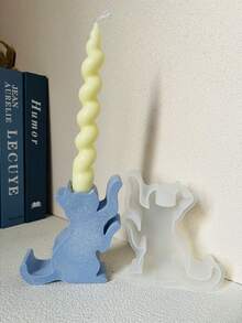 1個貓型蠟燭支架,矽膠模具,帶香味,可裝飾水泥、樹脂、黏土等材料 - ZT-24-mold - 查看 1