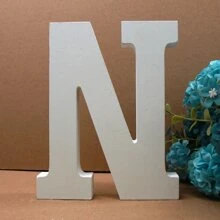 1 件 15 厘米大白色木质字母英文字母 DIY 个性化名字设计艺术工艺品独立式心形婚礼家居装饰最佳礼物