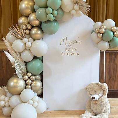91pcs Beige Green Balloon Arch Kit Baby Shower Organic Balloon Garland Kids Boy Birthday Decoration Wedding Party Christening Baptism