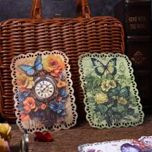 20pcs/Pack Vintage Botanical Floral & Butterfly Design Material Paper For Planner - Pink - View 3