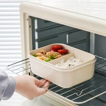 Lunch Box With Divisions For Separating Wet And Dry Food 1200ml With Cutlery - Green - View 5