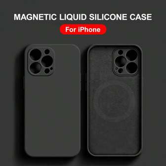 Luxury Magnetic Liquid Silicone Wireless Charging Case Compatible With Apple IPhone 16 15 14 13 12 11 Pro Max Lens Protection Phone Back Cover X XS MAX XR 12 13 Mini 14 Plus Soft Silicone Simple Cases Accessories