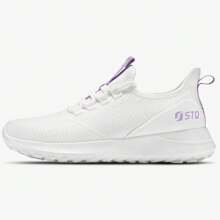 STQ Tennis Shoes Womens Slip On Walking Sneakers With Arch Support - 白紫 - 查看 5