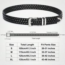 1入純色男士雙層皮革簡約通用腰帶,適用於牛仔褲和西裝 - 黑色 - 查看 4