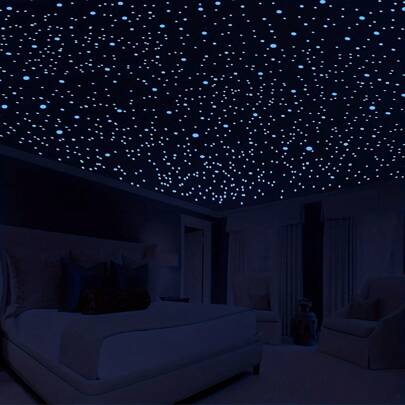 Luminous Ceiling Wall Stickers, Glow In The Dark Stars Dots, Blue And Green Glow Wall Stickers Decorative Stickers, 3D Dot DIY Decor Starry Sky Decor For Bedroom Living Room Or Birthday Gift Glow In To The Dark Sticker, Stickers, Wall Decal, Vinyl Decal For Home Decorations, Spring Decoration Items Refresh Your Home, Rama Decoration Stickers Gifts Graduation