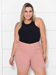 Plus Size Shorts - 淺粉色 - 查看 4