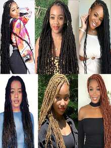 8寸1套 新款假辮鉤織捲曲新款柔軟辮鉤織合成女神辮編髮用 - 黑色 - 查看 5