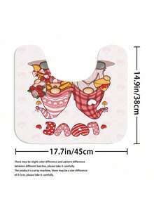 4入組情人節靈感心形圖案印花浴簾套裝,包括浴簾、浴墊、馬桶蓋及防滑墊,防水且附有12個鉤子 - 彩色 - 查看 6