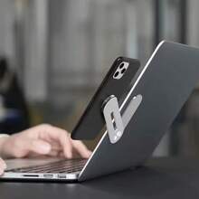 Laptop And Mobile Phone Portable Stand, 2 In 1 Magnetic Intelligent Folding Phone Stand Side Mount Screen Universal Holder - Silver - View 2