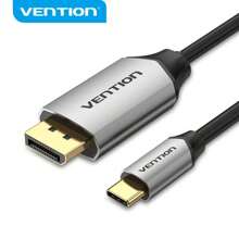 VENTION USB C 转 DisplayPort 线缆，适用于家庭办公室（4K@60Hz、2K@165Hz），坚固的铝制 USB Type-C 转 DisplayPort 线缆，兼容 Macbook Pro/Air、15 Pro/Max、XPS、Surface - 黑色 - 查看 1
