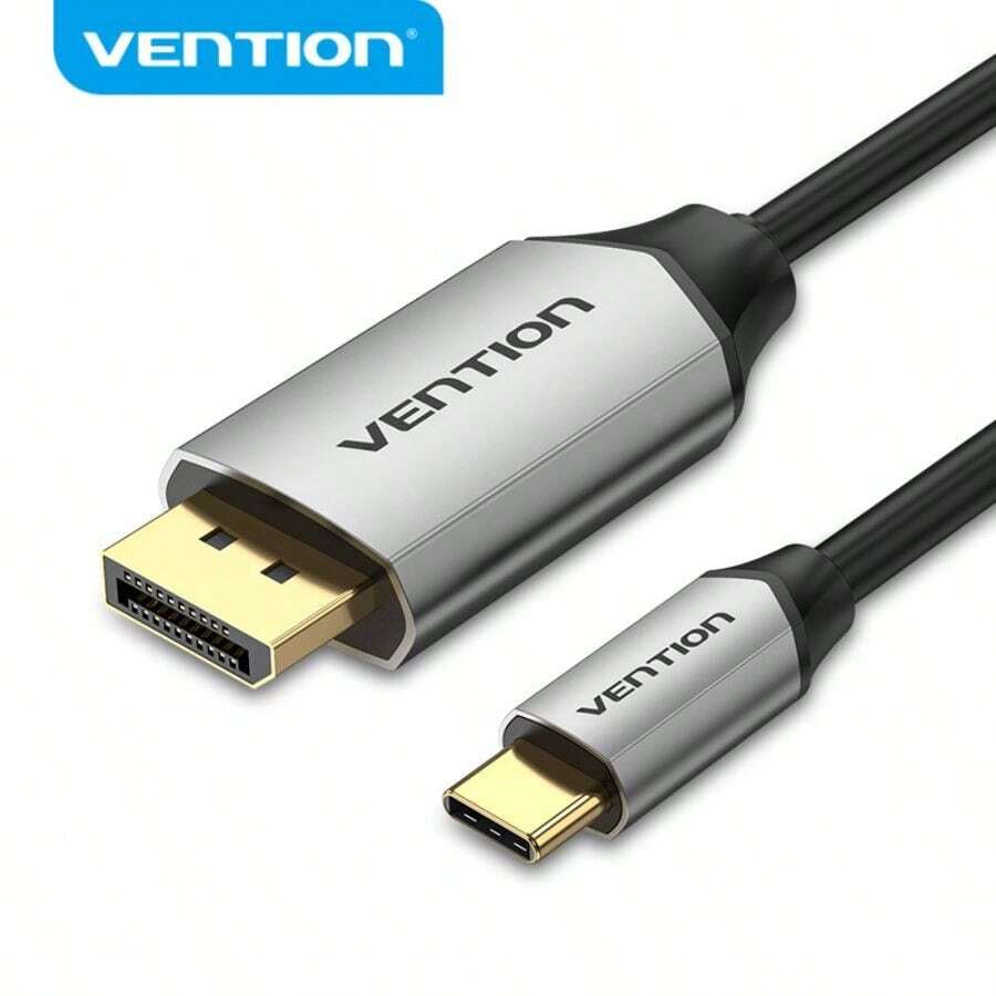 VENTION USB C 转 DisplayPort 线缆，适用于家庭办公室（4K@60Hz、2K@165Hz），坚固的铝制 USB Type-C 转 DisplayPort 线缆，兼容 Macbook Pro/Air、15 Pro/Max、XPS、Surface - 黑色 - 查看 1