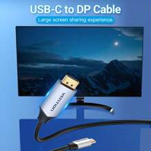 VENTION USB C 转 DisplayPort 线缆，适用于家庭办公室（4K@60Hz、2K@165Hz），坚固的铝制 USB Type-C 转 DisplayPort 线缆，兼容 Macbook Pro/Air、15 Pro/Max、XPS、Surface - 黑色 - 查看 2