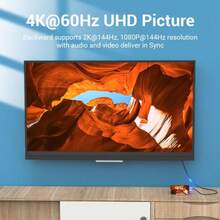 VENTION USB C 转 DisplayPort 线缆，适用于家庭办公室（4K@60Hz、2K@165Hz），坚固的铝制 USB Type-C 转 DisplayPort 线缆，兼容 Macbook Pro/Air、15 Pro/Max、XPS、Surface - 黑色 - 查看 3