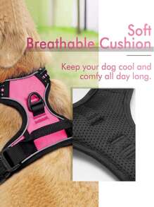 1 件耐用反光背心式胸帶,適合大中型犬,用於戶外遛狗 - 玫紅色 - 查看 6