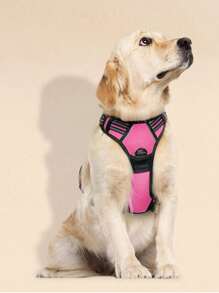 1 件耐用反光背心式胸帶,適合大中型犬,用於戶外遛狗 - 玫紅色 - 查看 2