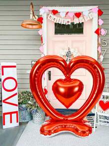 1入組情人節心形鋁箔氣球,適用於情人節派對裝飾、結婚週年紀念、生日派對裝飾 - 紅色 - 查看 5