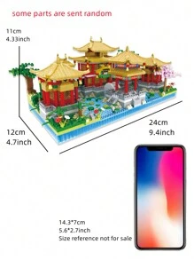 杭州西湖積木,建築系列,成人大型難度組裝模型,創意有趣的微粒桌面裝飾品,適用於節慶、家庭/辦公室桌面和情侶、朋友的節日禮物 - 彩色 - 查看 9