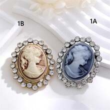1件復古女郎肖像胸針,復古風格合金與鑽石裝飾的復古歐洲宮廷風格胸針,適用於女士的西裝外套,高端珠寶配件,可用於防滑服飾配件,也可用於女士外套和毛衣。 - 彩色 - 查看 2