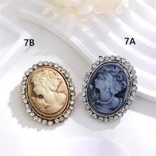 1件復古女郎肖像胸針,復古風格合金與鑽石裝飾的復古歐洲宮廷風格胸針,適用於女士的西裝外套,高端珠寶配件,可用於防滑服飾配件,也可用於女士外套和毛衣。 - 彩色 - 查看 5