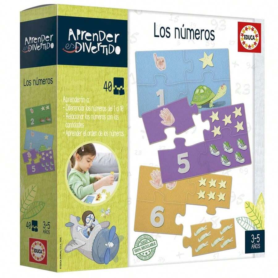 Juego Aprender es Divertido Los Números con 40 piezas encajables  ✅ Entrega 24/48h a España (península) - Juguetes Educativos - Juegos de Mesa de Habilidad y Memoria - Ref. 18695 - Multicolor - Ver 1
