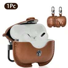 1 件 PU 皮革无线耳机盒兼容 Airpods 3，耳机包蓝牙耳机收纳袋数据线多用途收纳盒耳机保护套小零件收纳 - 棕色 - 查看 1