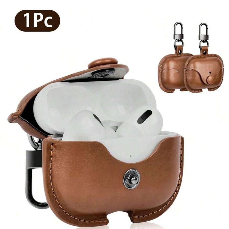 1 件 PU 皮革无线耳机盒兼容 Airpods 3，耳机包蓝牙耳机收纳袋数据线多用途收纳盒耳机保护套小零件收纳 - 棕色 - 查看 1