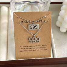 2pcs/Set Creative Angel Number Design Stainless Steel Pendant Necklace, Suitable For Women, Men, Couples, Friends, As Daily Jewelry, Festival Gift - Silver - View 4