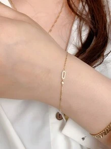 ELSEDES Cubic Zirconia Infinity Symbol Decor Sterling Silver Bracelet