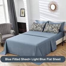 7 Pieces Paisley Comforter Set Queen King Bed In A Bag Comforter, Blue Boho Paisley Pattern Bedding Soft Microfiber Queen Size Comforter With Sheet & Pillowcase,Wedding Items,Valentines Day Home Bed Room Decor,Easter Gifts,All Season - 藍色2 - 查看 4