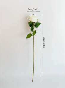 1 Peça Rosa Artificial, Branca Marfim, Adequada Para Favores De Casamento, Festa, Decoração De Casa, Arranjo De Flores, Faça Você Mesmo, Decoração De Quarto, Mesa De Escritório, Sala De Jantar - Leite branco - Ver 2