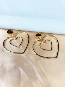 新款歐美跨境ins風格心形耳環,優雅鉤心耳環,多用途批發心形耳飾 - 金色 - 查看 6