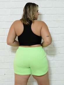 Plus Size Shorts - Màu xanh Bạc hà - Xem 3