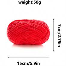 1入組50克粗壯溫暖舒適的手織毛線,適用於diy娃娃衣服、鞋子、禮物 - 紅色 - 查看 2