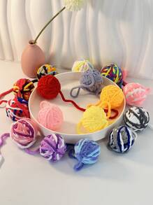 1pc Yellow Cat Toy With Bell & Knitted Ball For Entertainment And Stress Relief, Pet Use Only - Yellow - View 4