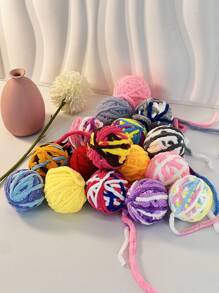 1pc Yellow Cat Toy With Bell & Knitted Ball For Entertainment And Stress Relief, Pet Use Only - Yellow - View 6