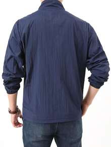 1件男士夏季運動休閒戶外騎行釣魚防水防風立領防曬外套,健身服男士