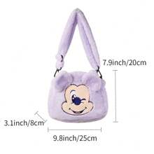 Miniso Disney Mikey Cartoon Plush Handbag Crossbody Bag Furry Winter Hand Clutch Purse Cosmetic Bag Large Tote Bag