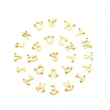 1件新款时尚不锈钢字母链项链，女士 - 金黃色 - 查看 4