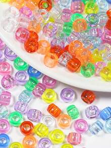 50 顆透明女士髮珠,甜美糖果色塑膠編織髮圈編織髮圈編織袖扣適合女士派對和其他日常使用 - 實色多色 - 查看 1