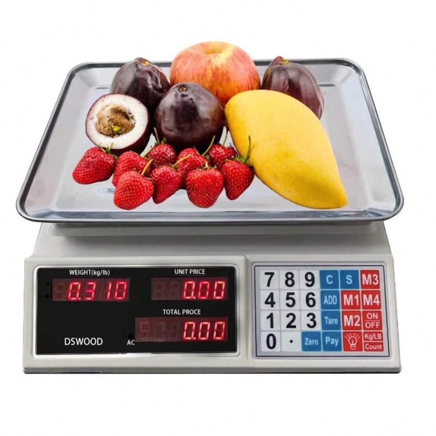 Báscula electrónica comercial, báscula de escritorio para frutas, de verduras, báscula de plataforma recargable
