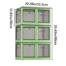 3入組可摺疊塑膠收納箱,適用於家庭、壁櫥、床上用品、衣服、房間、客廳組織 - 綠色 - 查看 3