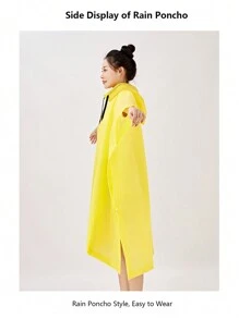 1PC Waterproof EVA Rain Poncho, Yellow Non Disposable Women Raincoat For Hiking - Yellow - View 10