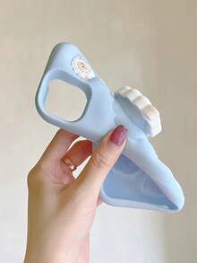 1 件全新藍色 3d 羊設計多功能手機殼帶隱形支架,矽膠防震保護套 - 藍色 - 查看 4