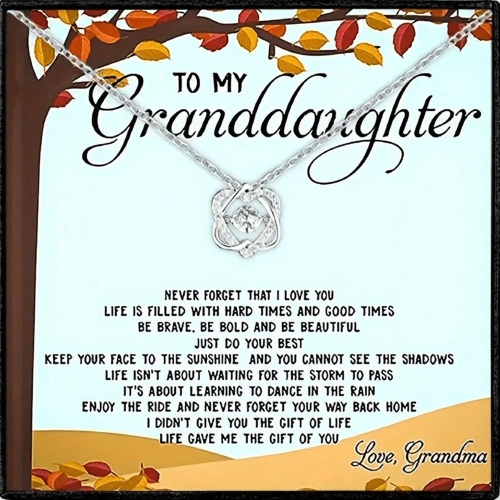 REEBONZ 致我的孫女心結項鍊,銅製嵌鑲心結項鍊,孫女生日禮物,附上祝福卡和禮品盒,致我的女兒心結項鍊,銅製嵌鑲心結項鍊,女兒生日禮物,附上祝福卡和禮品盒 - 孫女 - 查看 1