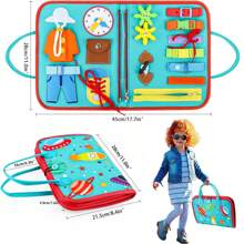 1PC Busy Board For 3-6 Year Old, Toddler Travel Toys For Car Plane, Montessori Sensory Toys For Toddlers, Educational Learning Activities Board For Fine Motor Skills, Gift For Boys Girls - Green - View 6